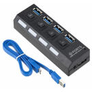 Ultragyors 4-portos USB 3.0 hub kapcsolókkal