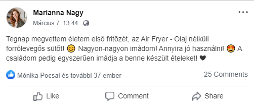 Air Fryer - Olaj nélküli forrólevegős sütő